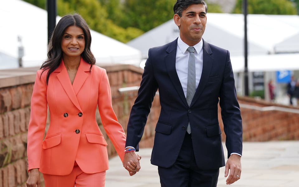 Conference coral — Akshata Murty’s £875 suit for Rishi Sunak’s speech